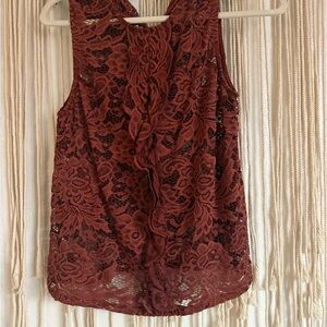 Who What Wear Lace Sleeveless Blouse - Deep Brown
